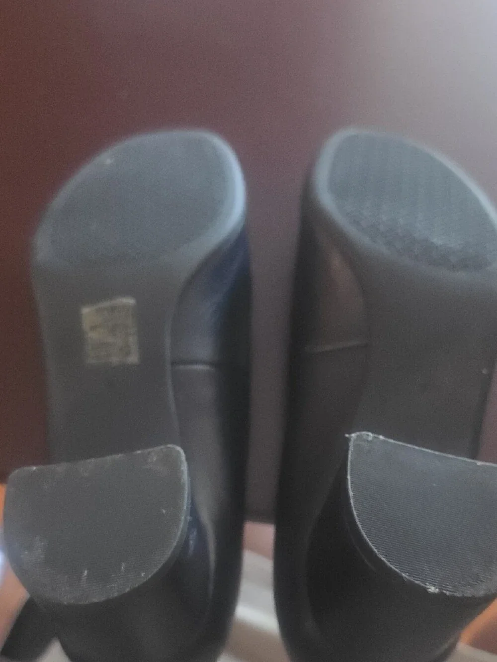 Black Leather Ballet Heels with Gold Emblem